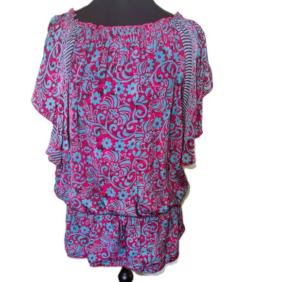 Karma Highway Boho Off-Shoulder Top flutter Sleeve Tunic - Picture 7 of 8